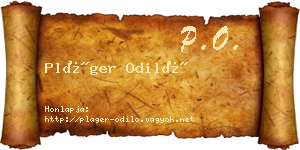 Pláger Odiló névjegykártya